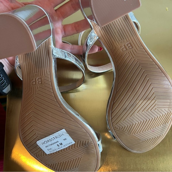 Nordstrom Silver Metallic Block Heel Sandals - Picture 7 of 7